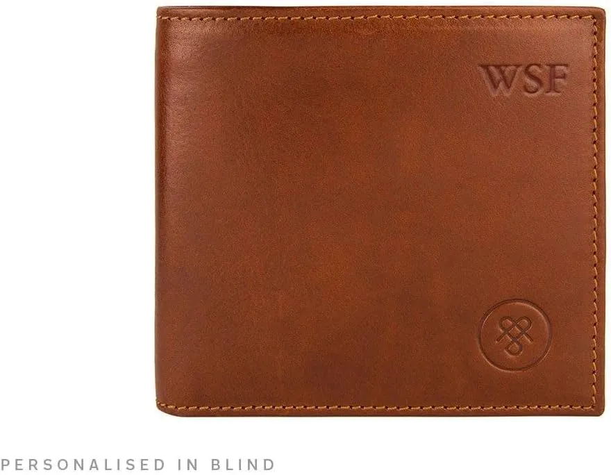 Maxwell Scott - Personalized Luxury Leather RFID Billfold Wallet for Men - Handmade in Italy - The Vittore RFID Chestnut Tan