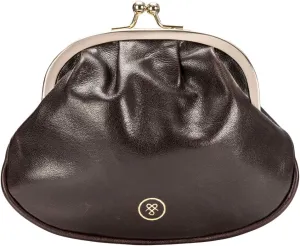 Maxwell Scott - Personalized Womens Luxury Leather Ball Clasp Coin Pouch Pocket Wallet - The Sabina - Dark Brown