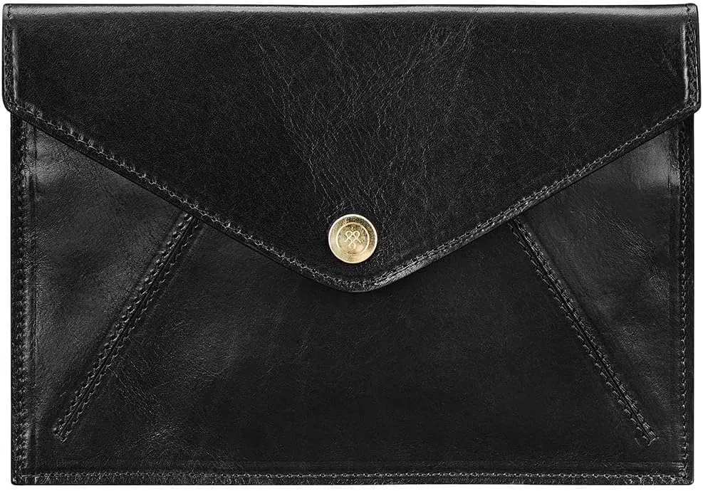 Maxwell Scott - Women's Luxury Leather Document Travel Clutch Wallet with Multiple Credit Card Slots - The Ortona Black