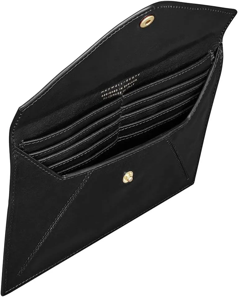Maxwell Scott - Women's Luxury Leather Document Travel Clutch Wallet with Multiple Credit Card Slots - The Ortona Black