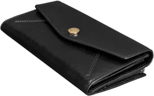 Maxwell Scott - Womens Luxury Leather Large Ball Clasp Wallet - Handmade from Premium Italian Hides - The Marcialla Black