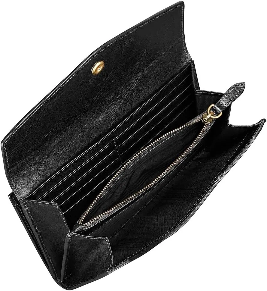 Maxwell Scott - Womens Luxury Leather Large Ball Clasp Wallet - Handmade from Premium Italian Hides - The Marcialla Black