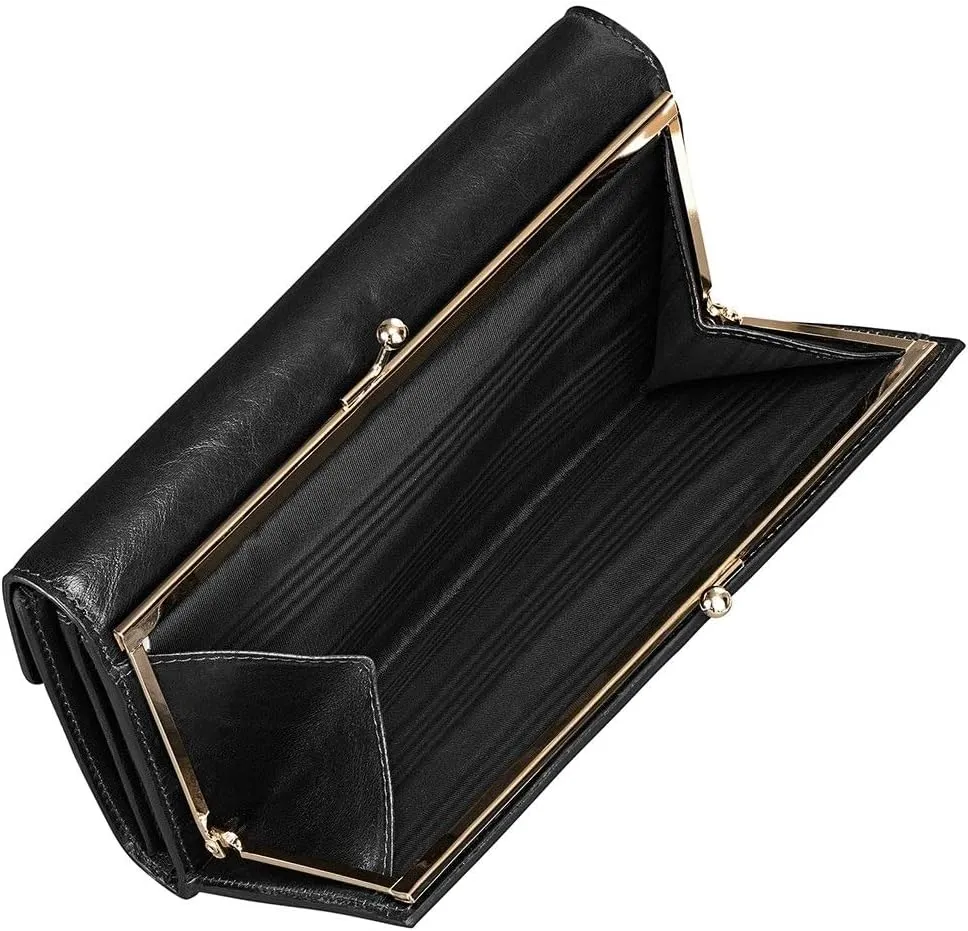 Maxwell Scott - Womens Luxury Leather Large Ball Clasp Wallet - Handmade from Premium Italian Hides - The Marcialla Black