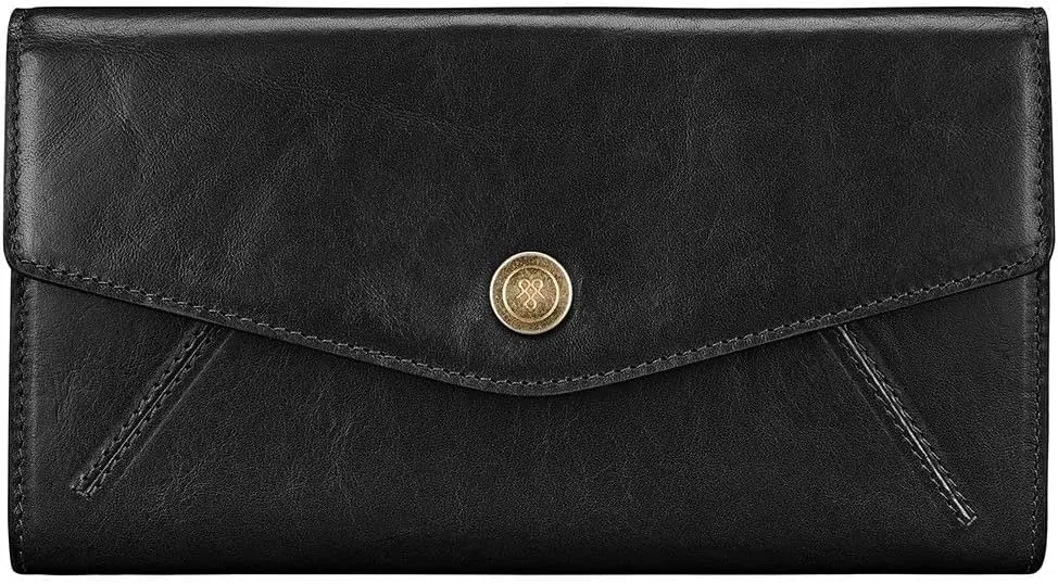 Maxwell Scott - Womens Luxury Leather Large Ball Clasp Wallet - Handmade from Premium Italian Hides - The Marcialla Black