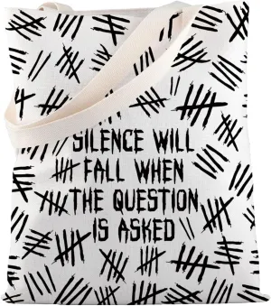 MBMSO Dr Movie Merch Dr Movie Tote Bag Dr Movie Gift for Movie Fan Shopping Bag Silence Will Fall When the Question Is Asked