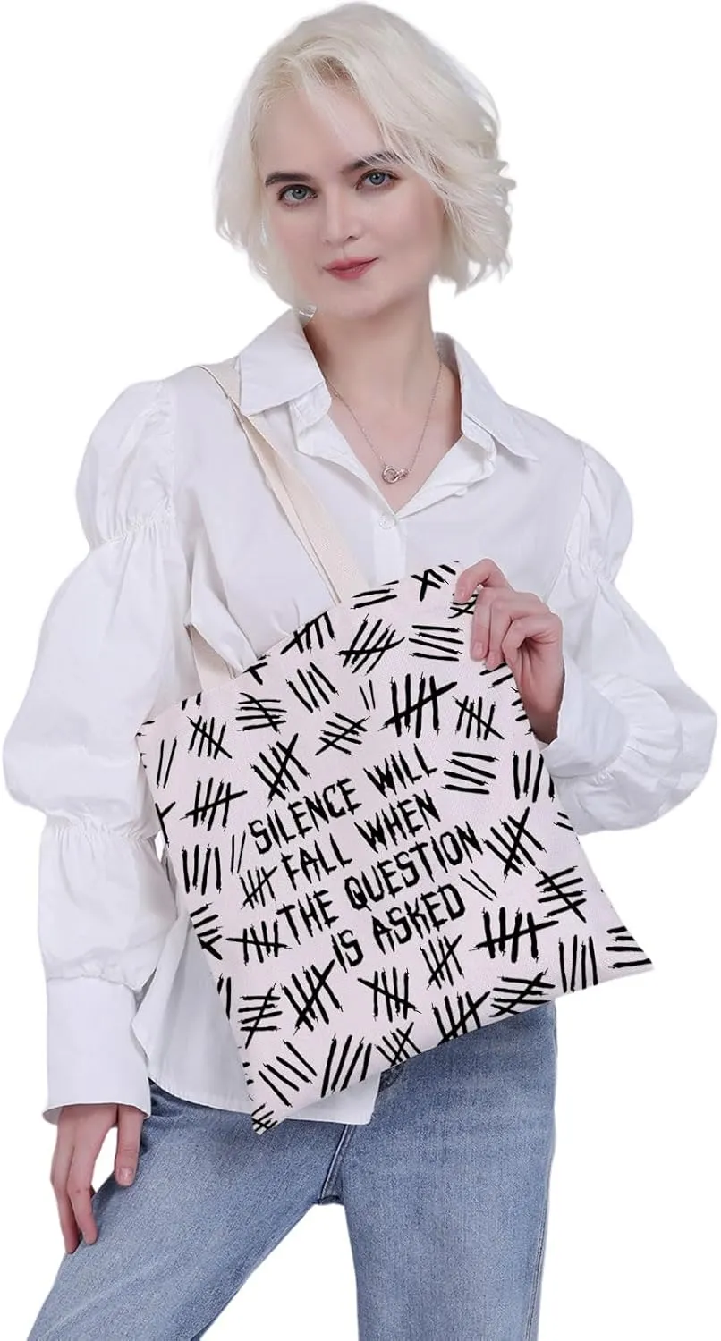 MBMSO Dr Movie Merch Dr Movie Tote Bag Dr Movie Gift for Movie Fan Shopping Bag Silence Will Fall When the Question Is Asked