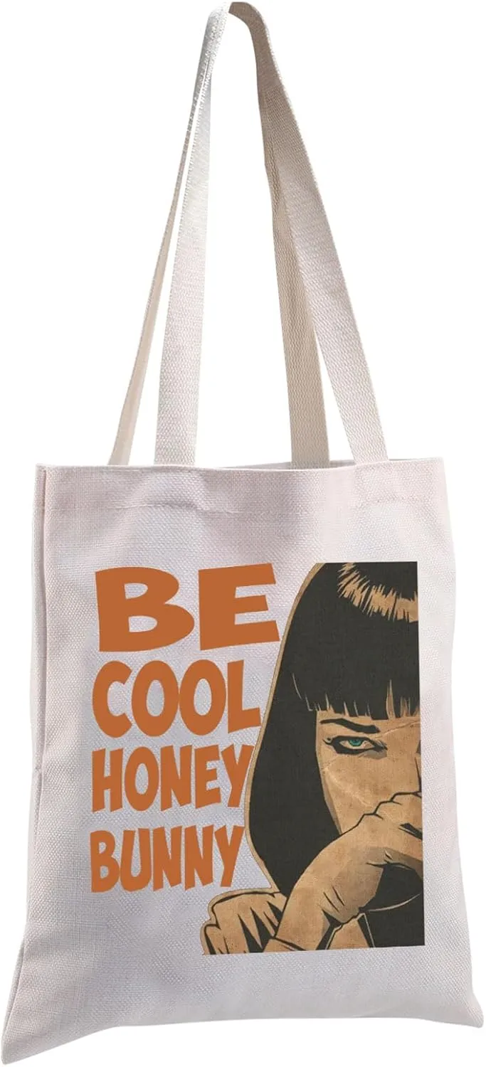 MBMSO Fiction Movie Gifts Be Cool Honey Bunny Crime Film Inspired Gifts for Fiction Movies Fans Pulp Dancing Shopping Tote