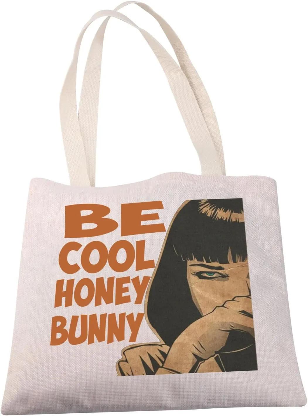 MBMSO Fiction Movie Gifts Be Cool Honey Bunny Crime Film Inspired Gifts for Fiction Movies Fans Pulp Dancing Shopping Tote