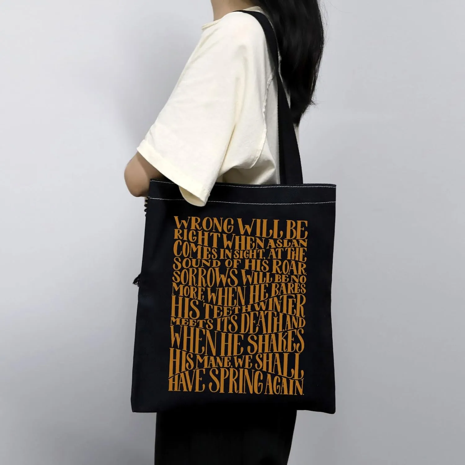 MBMSO Narnia Merchandise CON Inspired Tote Bag Narnia Quote Gifts for Literary Book Lovers Narnia Fans Gift Shoulder Tote Bag