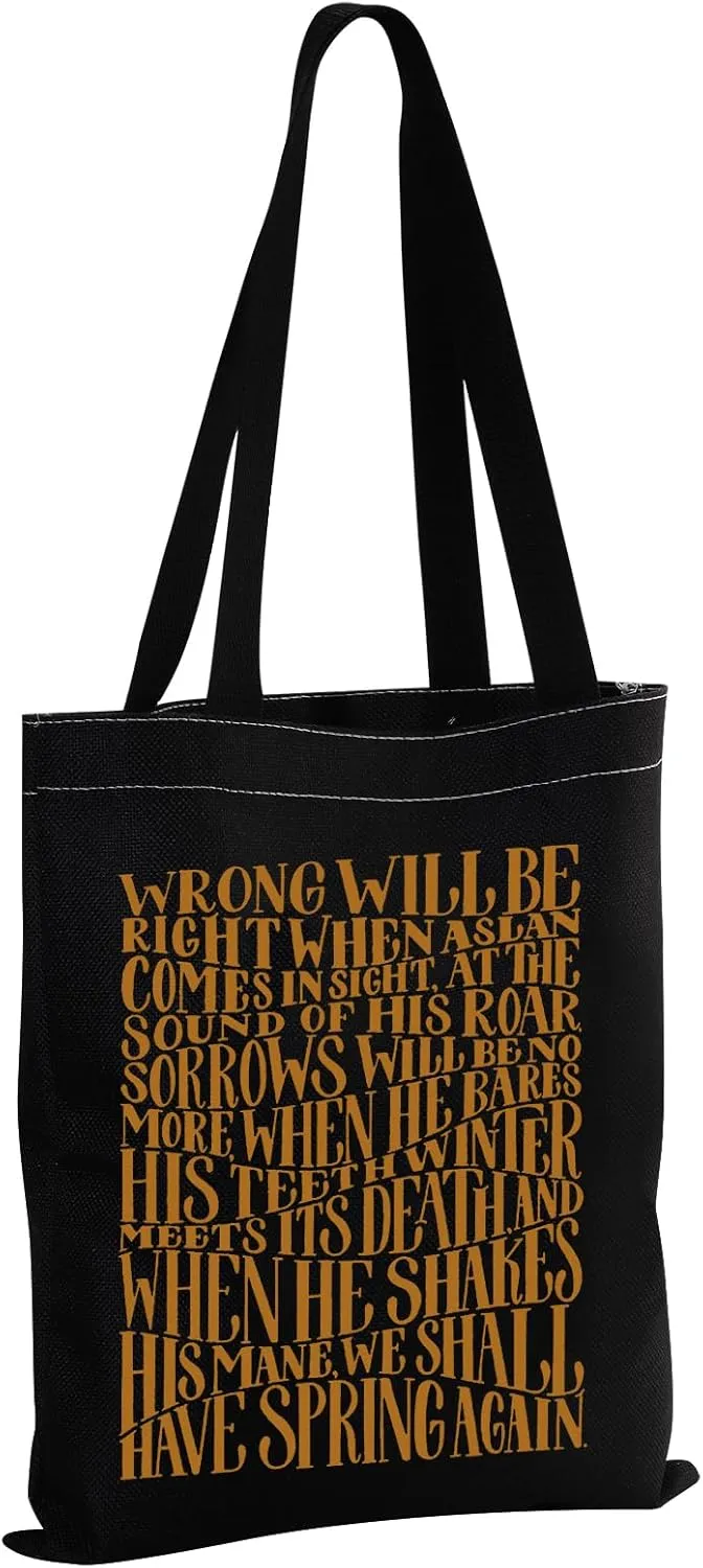 MBMSO Narnia Merchandise CON Inspired Tote Bag Narnia Quote Gifts for Literary Book Lovers Narnia Fans Gift Shoulder Tote Bag