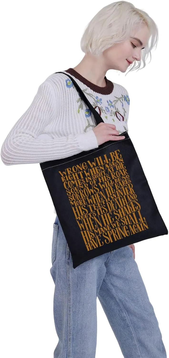 MBMSO Narnia Merchandise CON Inspired Tote Bag Narnia Quote Gifts for Literary Book Lovers Narnia Fans Gift Shoulder Tote Bag