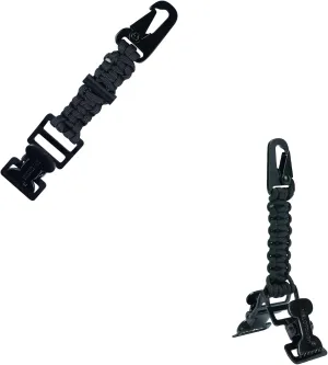 MELOTOUGH Tactical Glove Clip Braided Paracord Gloves Clips Holder with Flint Rod for Hunting, Hiking, Camping, Outdoor Activities (Black)