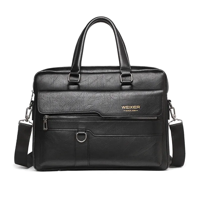 Men'S Briefcase Bag PU Leather Vintage Laptop Handbags Computer Shoulder Business Tote Messenger Breifcases Bag Male Husband