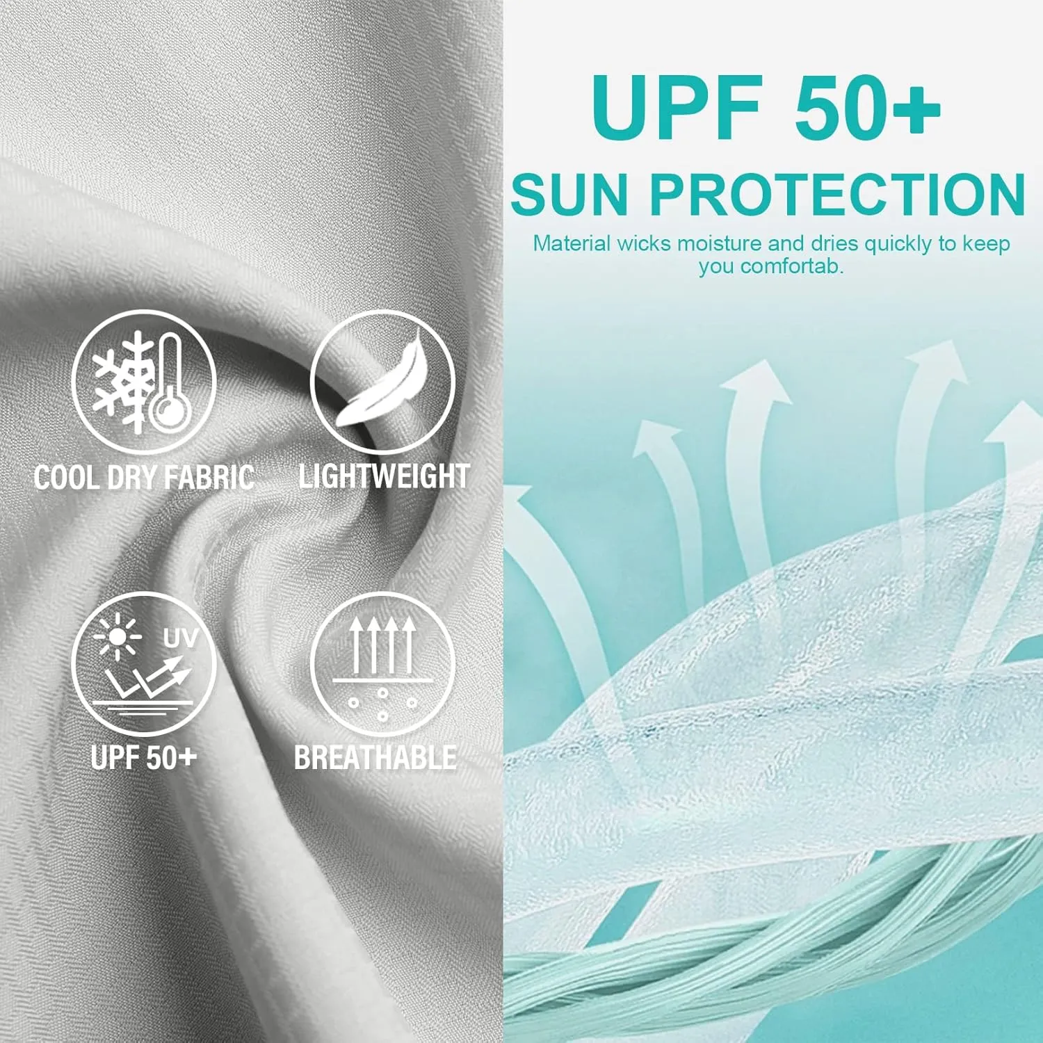 Men's Fishing Shirts Long Sleeve Sun Protection Safari Shirts UPF 50 UV Quick Dry Cooling Travel Work Shirts