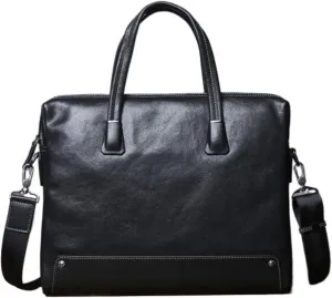 Mens Genuine Leather Handbags Briefcases Shoulder Bags Messenger Bags Laptop Bags Crossbody Bags 14.6Inch
