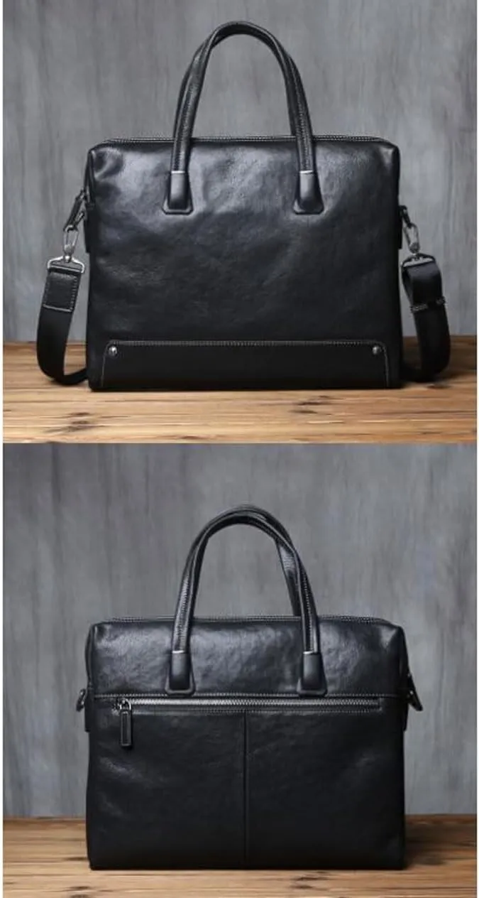 Mens Genuine Leather Handbags Briefcases Shoulder Bags Messenger Bags Laptop Bags Crossbody Bags 14.6Inch
