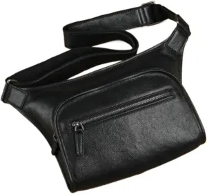 Mens Genuine Leather Shoulder Bags Messenger Bags Casual Daypacks Crossbody Bags Briefcases(Black)