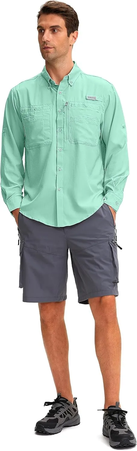 Men's Long Sleeve Sun Protection Fishing Shirt with Zipper Pockets UPF 50  Lightweight Cool Sun Shirts for Men Hiking Outdoor
