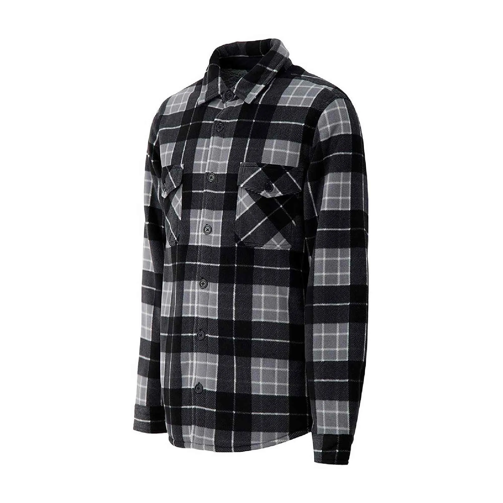 Mens Quilted Plaid Pattern Thermal Long Sleeve Winter Jacket