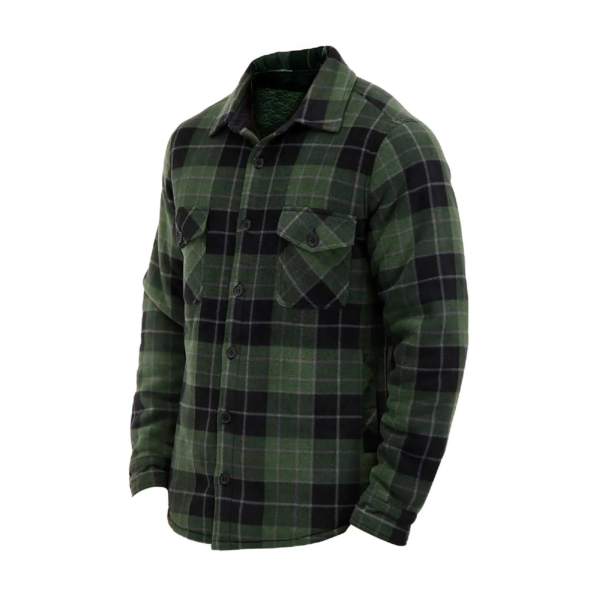 Mens Quilted Plaid Pattern Thermal Long Sleeve Winter Jacket