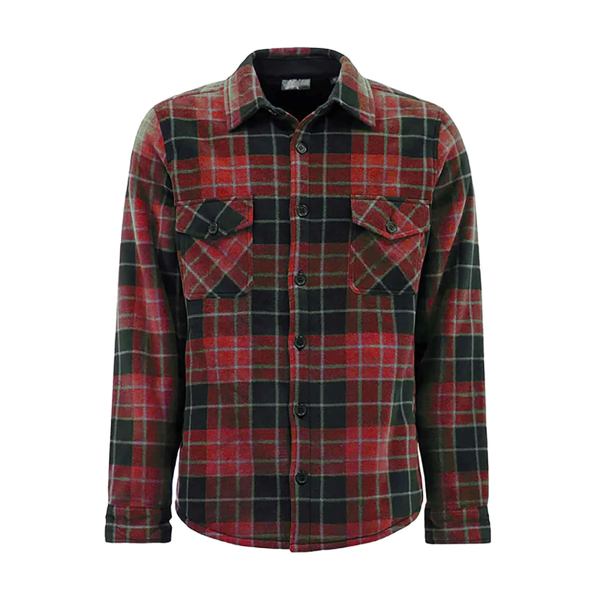 Mens Quilted Plaid Pattern Thermal Long Sleeve Winter Jacket