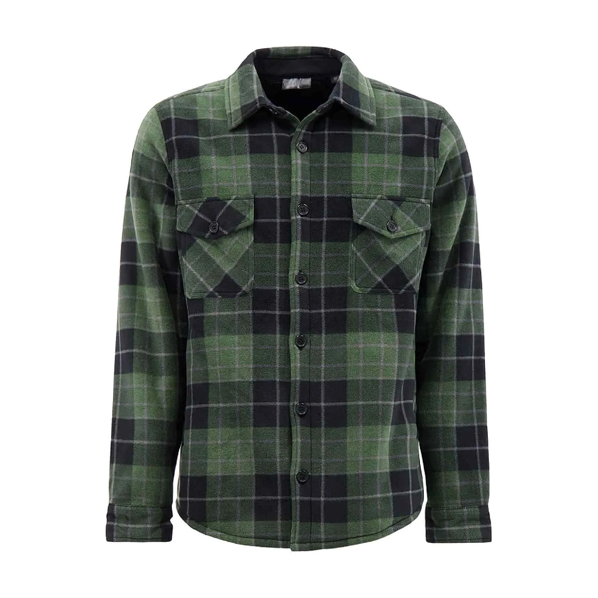 Mens Quilted Plaid Pattern Thermal Long Sleeve Winter Jacket