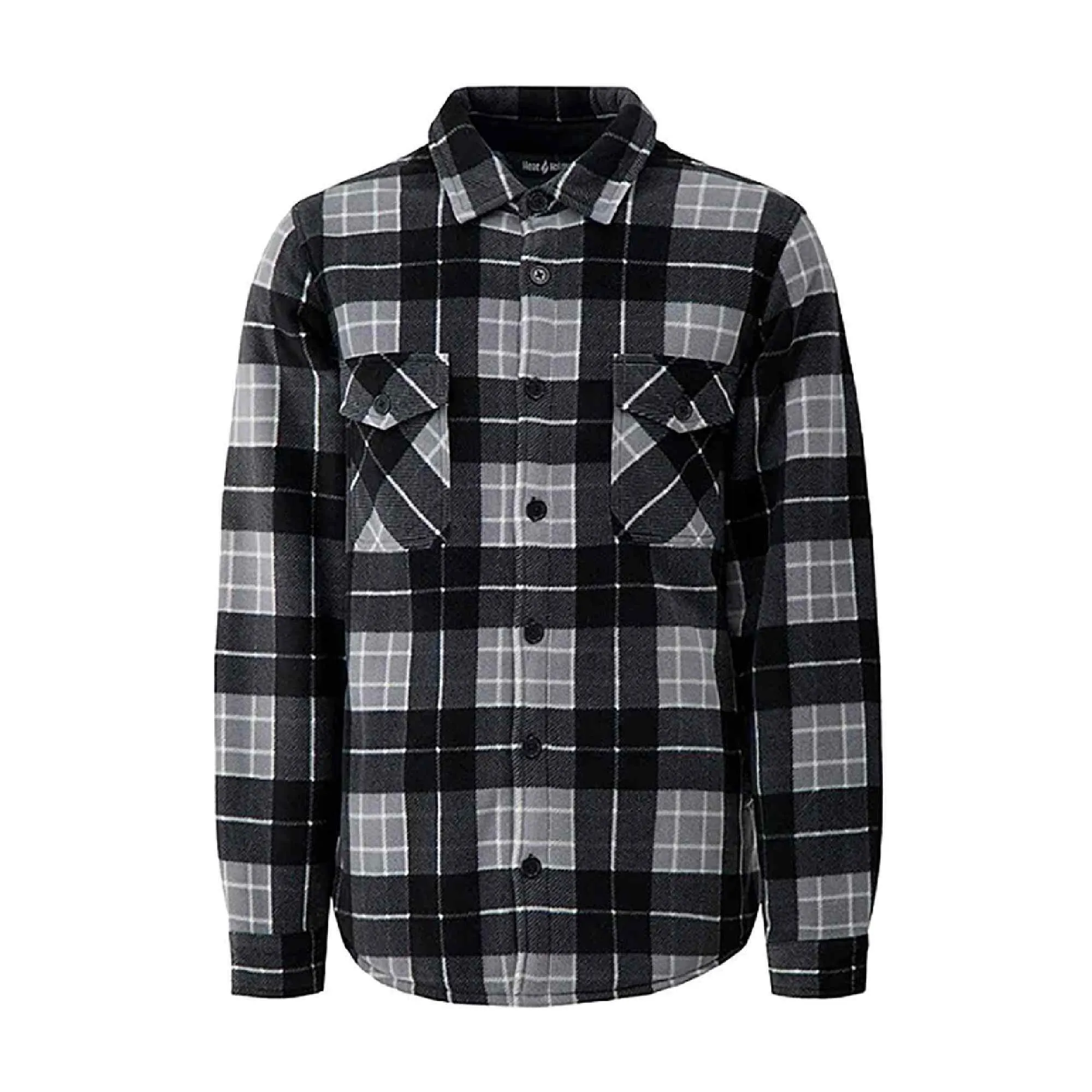 Mens Quilted Plaid Pattern Thermal Long Sleeve Winter Jacket