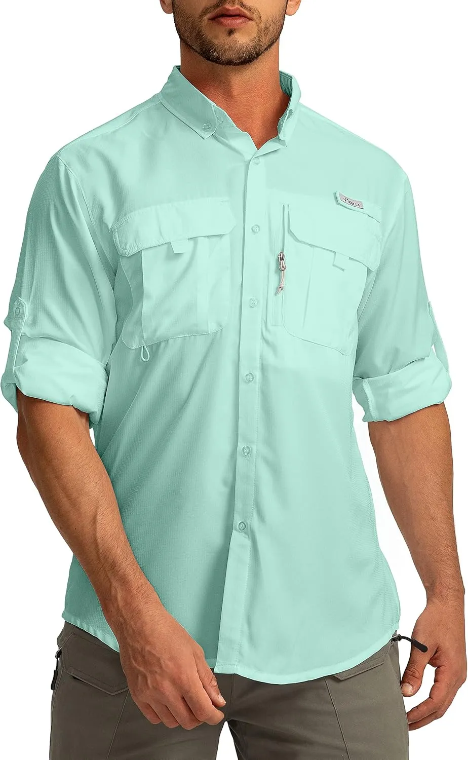 Men's Sun Protection Fishing Shirts Long Sleeve Travel Work Shirts for Men UPF50  Button Down Shirts with Zipper Pockets
