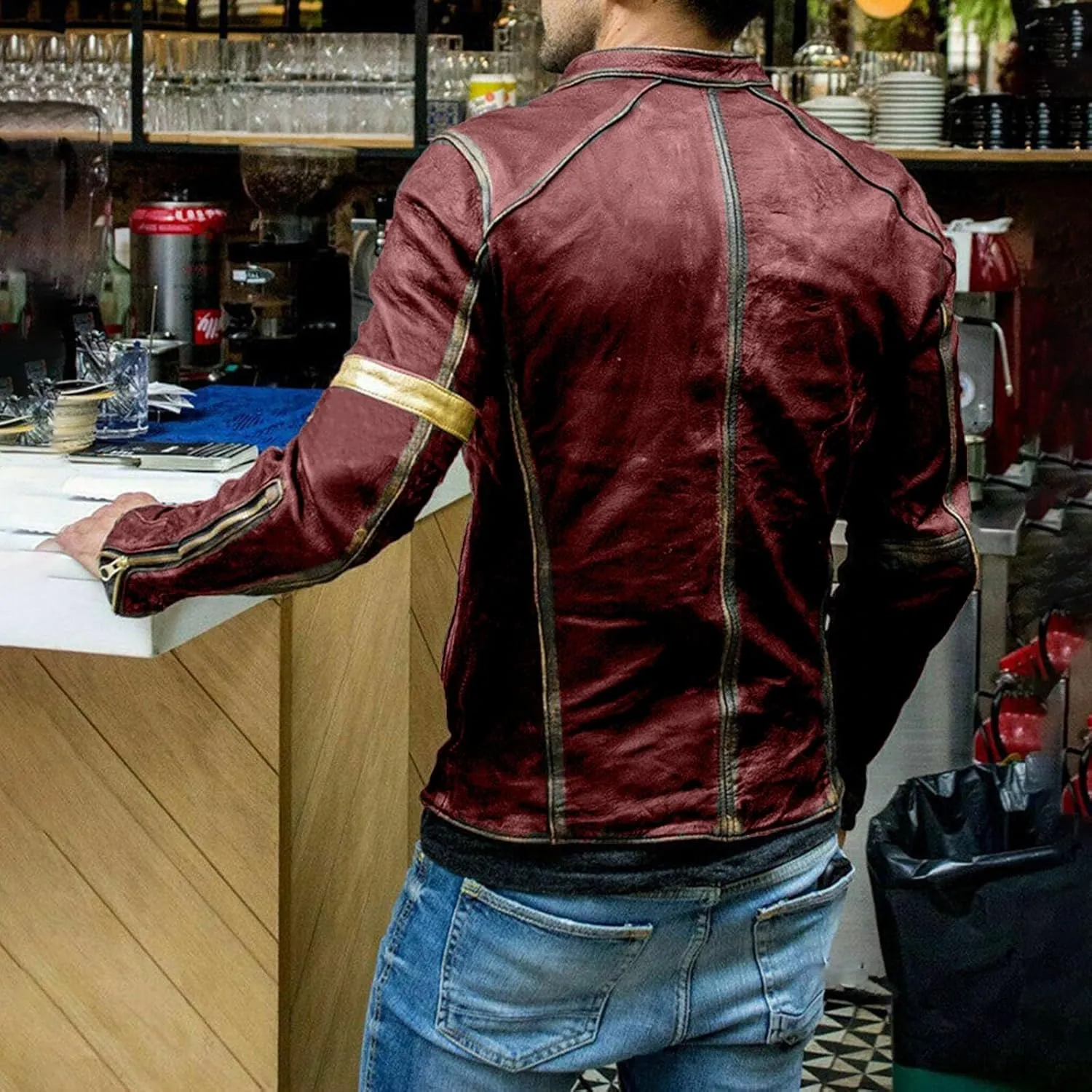 Mens Vintage Cafe Racer Distressed Biker Leather Jacket | Motorcycle Leather Jacket for Men