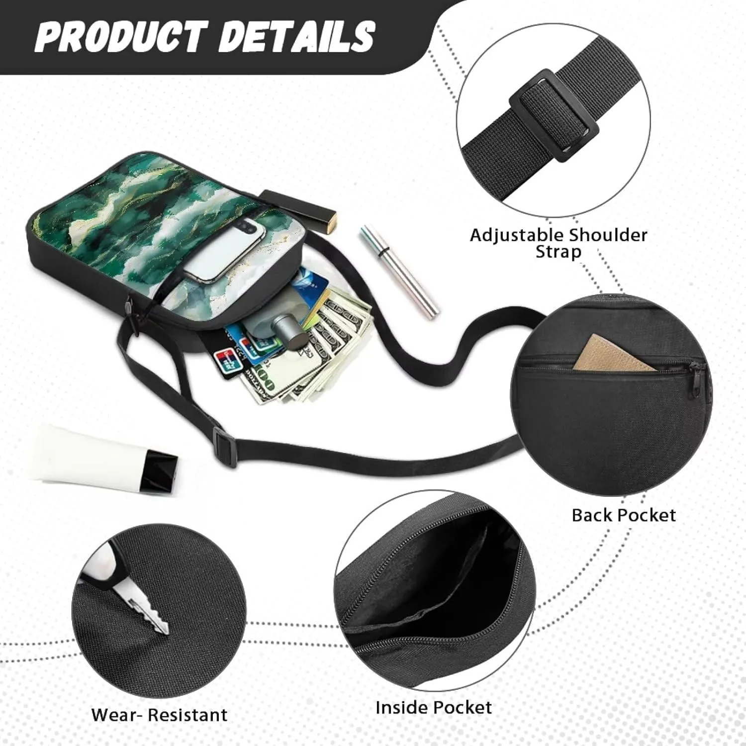 Messenger Bags Unisex Crossbody Shoulder Bag Lightweight Work Office Bag Briefcases for Cell Phone One Size