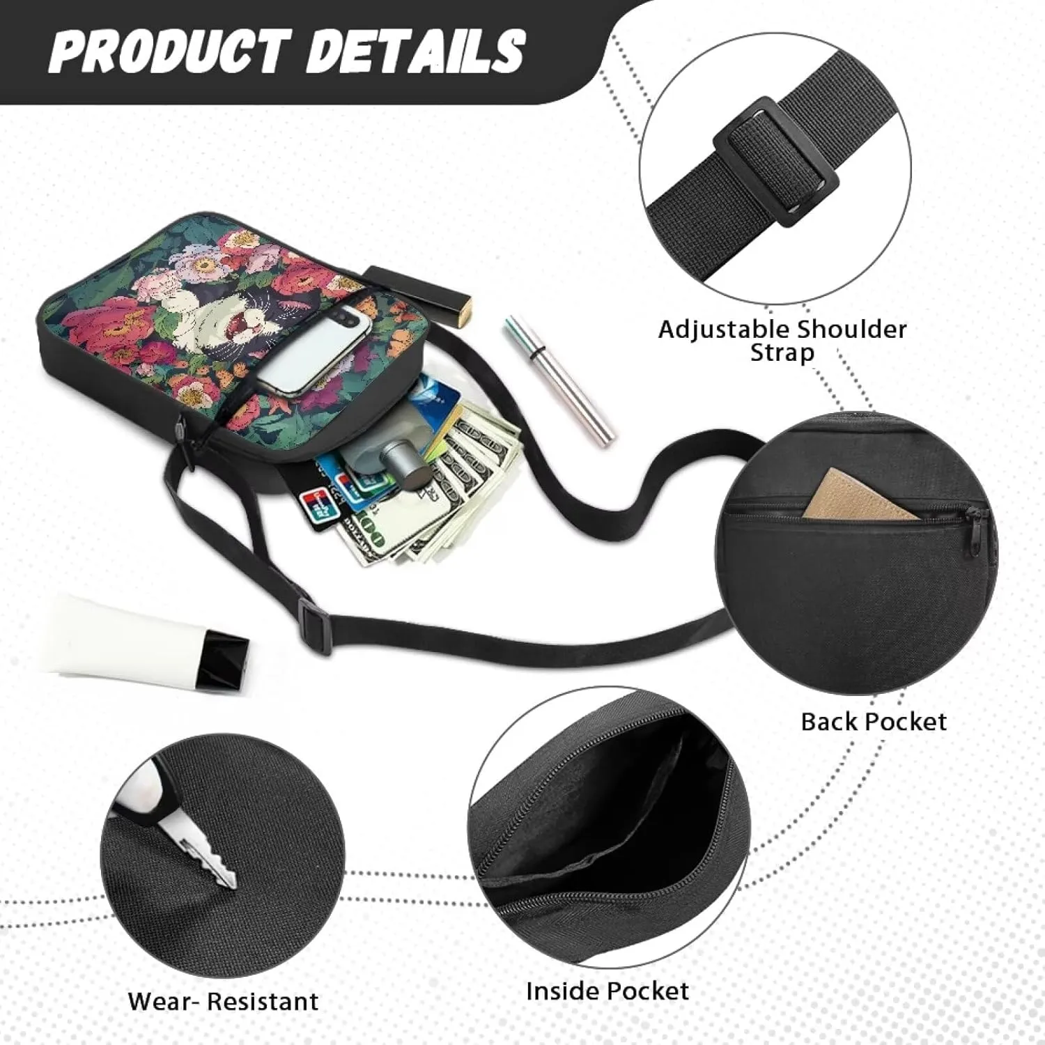 Messenger Bags Unisex Crossbody Shoulder Bag Lightweight Work Office Bag Briefcases for Cell Phone One Size