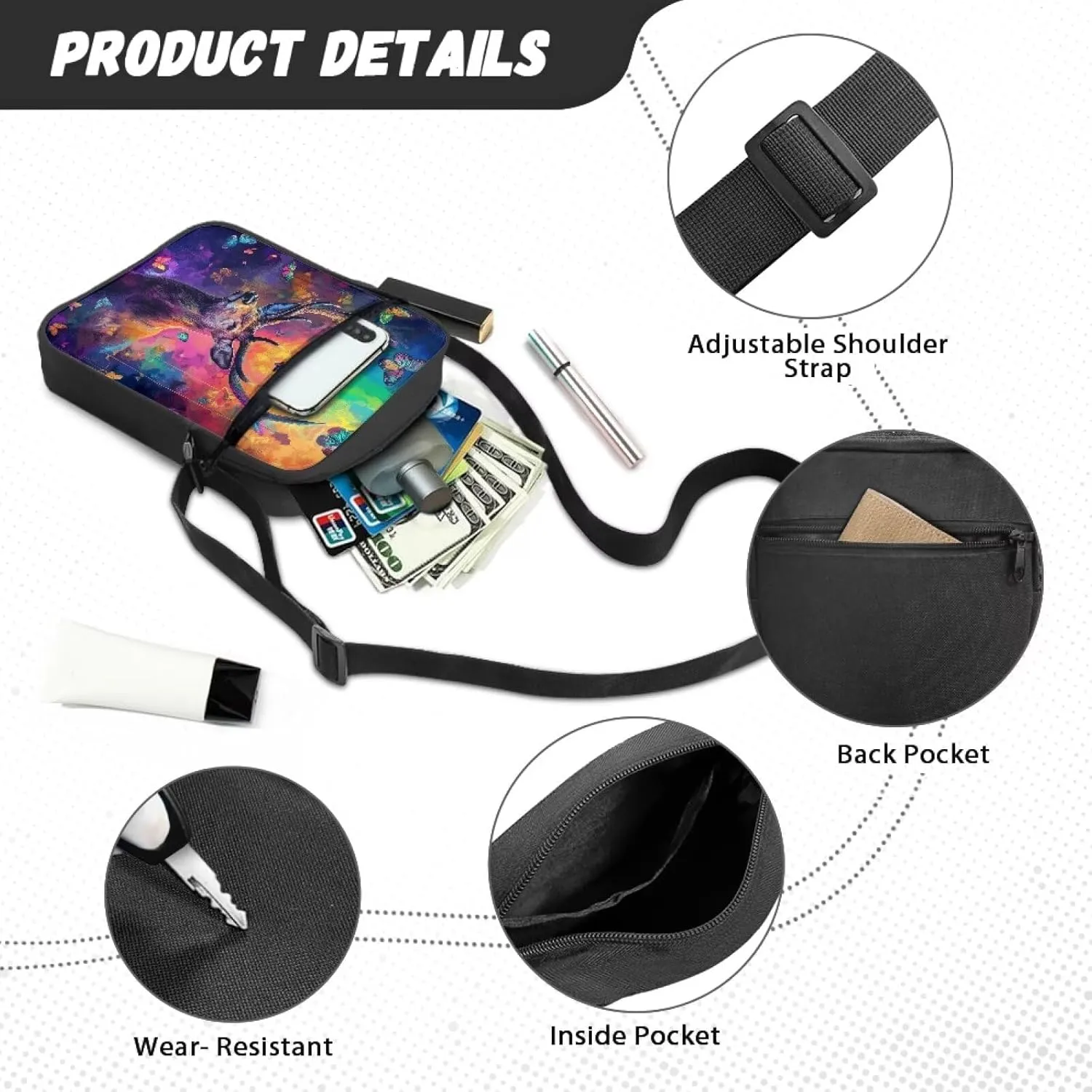 Messenger Bags Unisex Crossbody Shoulder Bag Lightweight Work Office Bag Briefcases for Cell Phone One Size