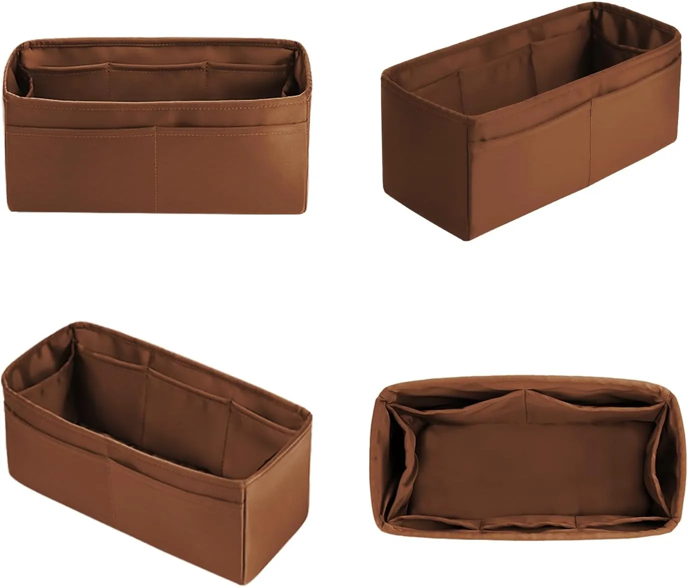 Mini 2424 Bag Silky Insert, Luxury Bags Storage with Satin Material, Compatible with Hermes 2424 Bags, Inner Bag for Luxury Purse with Multiple Pockets (Gold, 2424mini)