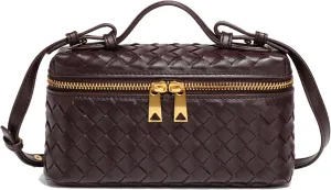 Mini Woven Crossbody Purse Square Box Bags Top-Handle Tote Handbag Shoulder Bag Cute Satchels Trendy