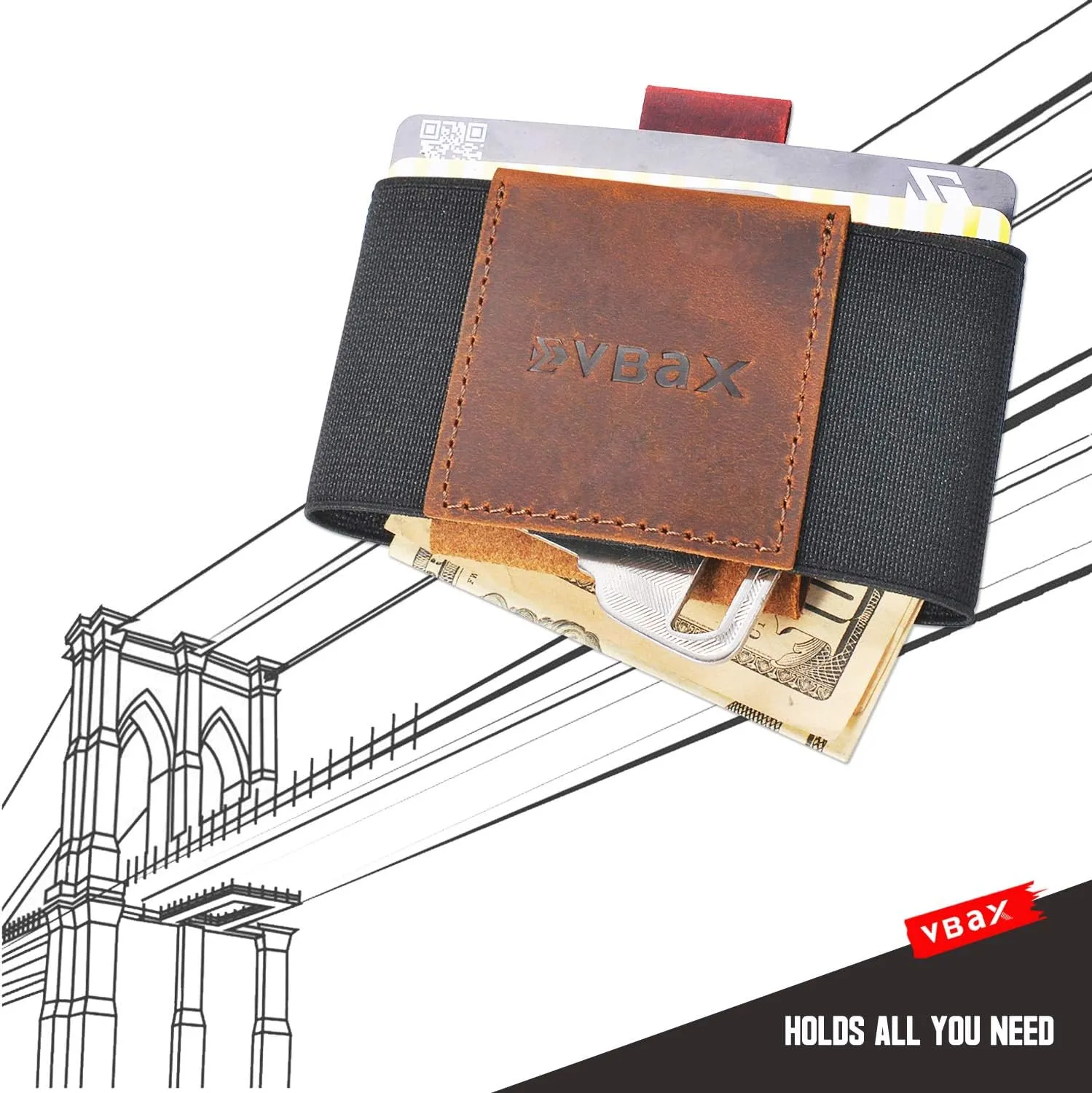 Minimalist Slim Elastic Wallet - Small Front Pocket Credit Card Holder for Men & Women Holds Up to 12 Card & Cash
