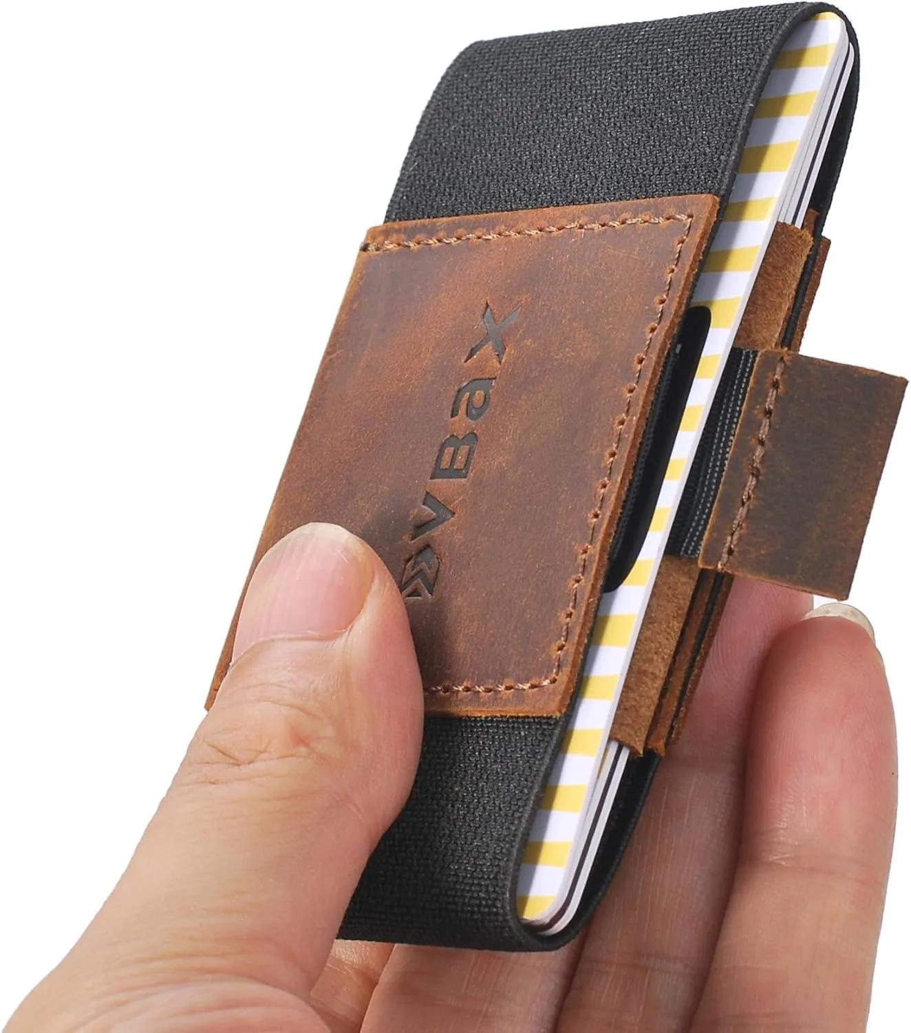 Minimalist Slim Elastic Wallet - Small Front Pocket Credit Card Holder for Men & Women Holds Up to 12 Card & Cash