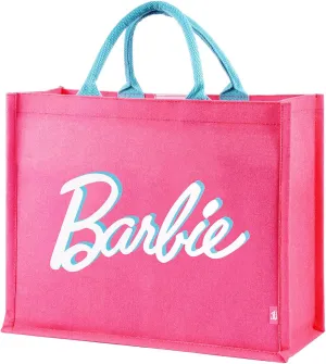 MINISO Barbie Tote Bag, Large Canvas Tote bag for Women, Fashion Shopping Work Tote Bag, Present for Birthday, Beach, Wedding