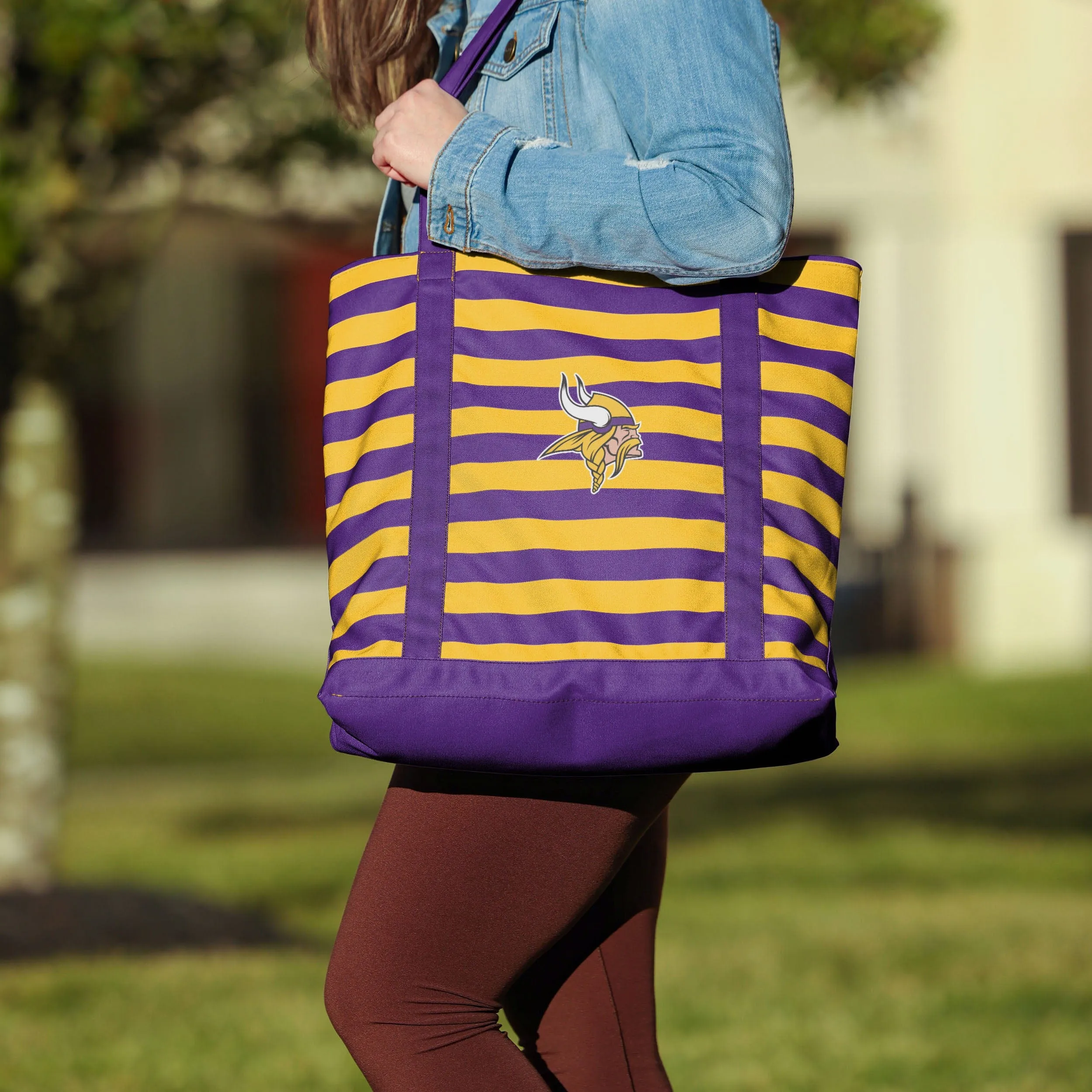Minnesota Vikings Team Stripe Canvas Tote Bag