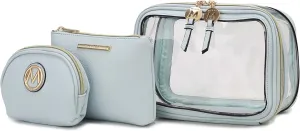 MKF Collection 3PCS Stylish Cosmetic Bag Portable Makeup Travel Organizer Case With 7 Makeup Brushes by Mia K