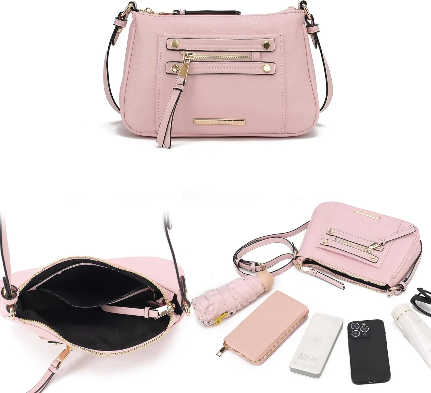 MKF Collection Crossbody Bag for Women, Designer Crossover Vegan Leather Messenger Handbag By Mia K