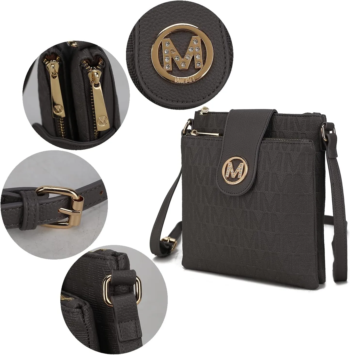 MKF Collection Crossbody Bags for women, Signature Crossover bag Adjustable strap Messenger Cross body handbag Purse