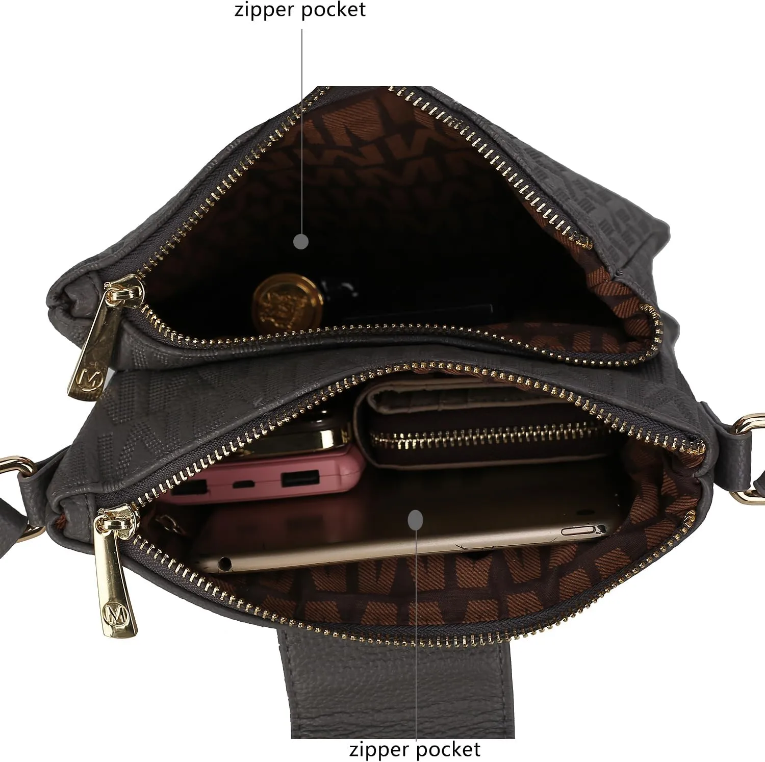 MKF Collection Crossbody Bags for women, Signature Crossover bag Adjustable strap Messenger Cross body handbag Purse