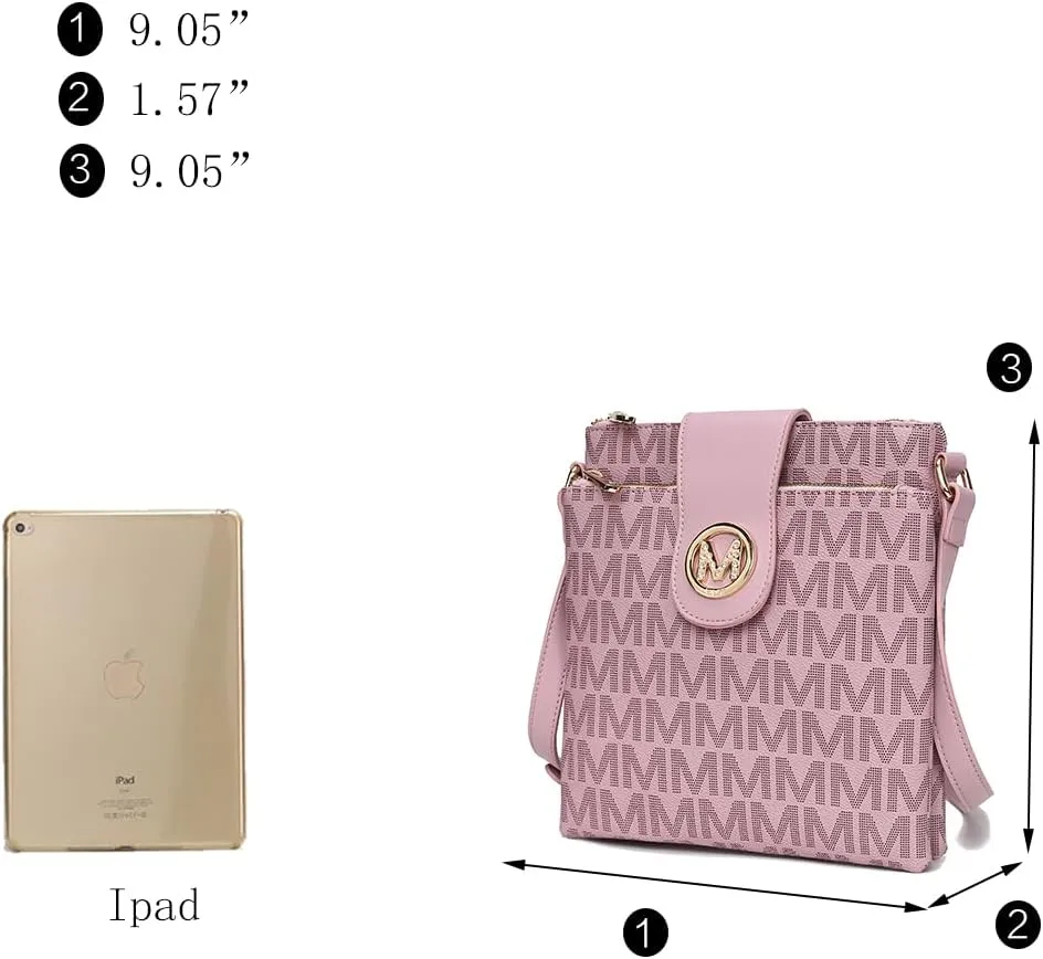 MKF Collection Crossbody Bags for women, Signature Crossover bag Adjustable strap Messenger Cross body handbag Purse