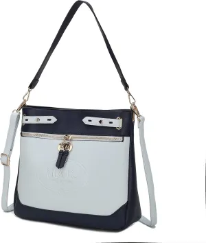 MKF Collection Shoulder Bag for Women, Two Tone Vegan Leather Fashion Hobo Handbag Messenger Purse