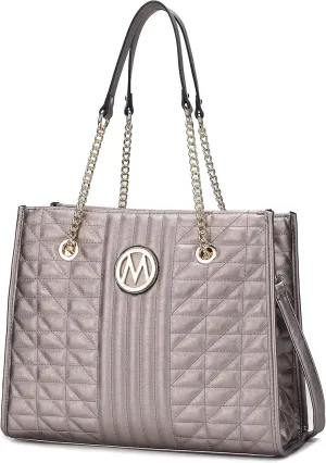MKF Collection Shoulder Bag for Women, Vegan Leather Fashion Tote Handbag Messenger Purse