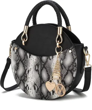 MKF Collection Stylish Round Crossbody Bag for Women – PU Leather Wristlet Handbag, Fashion Circle Messenger Purse by Mia K