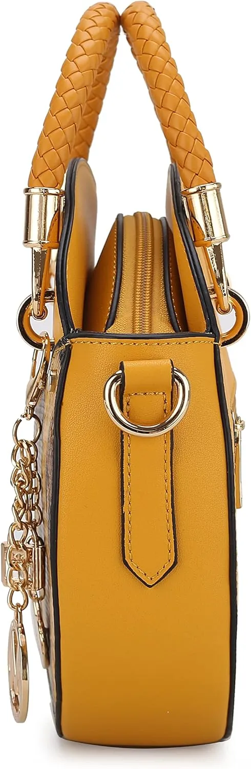 MKF Collection Stylish Round Crossbody Bag for Women – PU Leather Wristlet Handbag, Fashion Circle Messenger Purse by Mia K