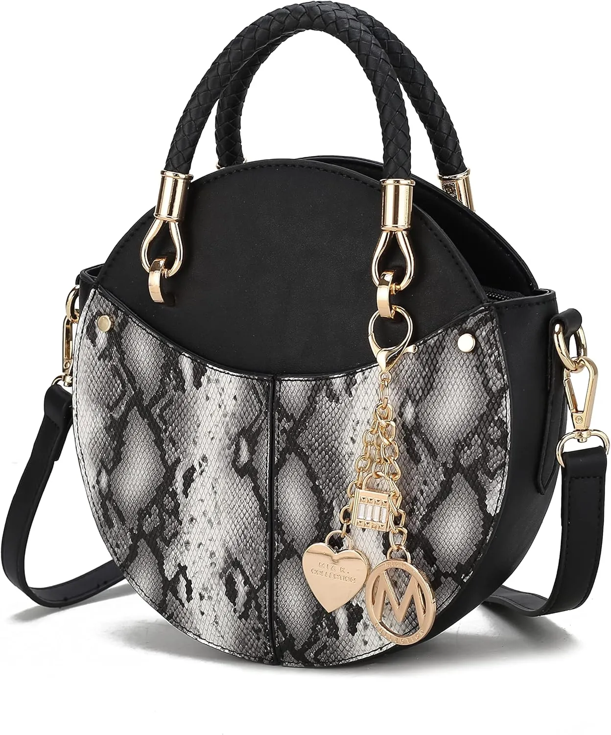 MKF Collection Stylish Round Crossbody Bag for Women – PU Leather Wristlet Handbag, Fashion Circle Messenger Purse by Mia K