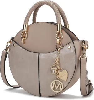 MKF Collection Stylish Round Crossbody Bag for Women – PU Leather Wristlet Handbag, Fashion Circle Messenger Purse by Mia K
