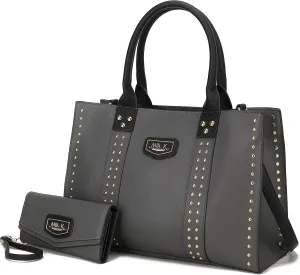 MKF Collection Tote Bag for Women, Vegan Leather Top-Handle Crossover Wristlet wallet & Satchel Handbag Purse by Mia k